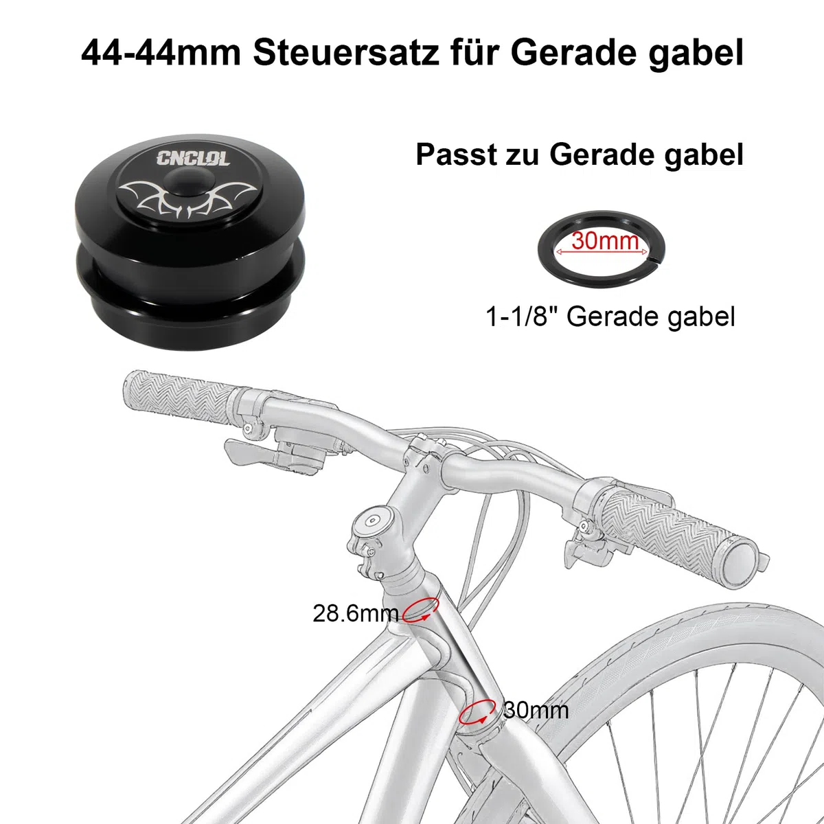 Jeu de direction de vélo 34 mm, 44 mm, 41,8-52 mm, 44-55 mm, 44-56 mm, fourche de roulement 1 1/8, jeu de direction semi-intégré, roulement à billes 1 1/8 pour VTT, vélo de route, BMX.