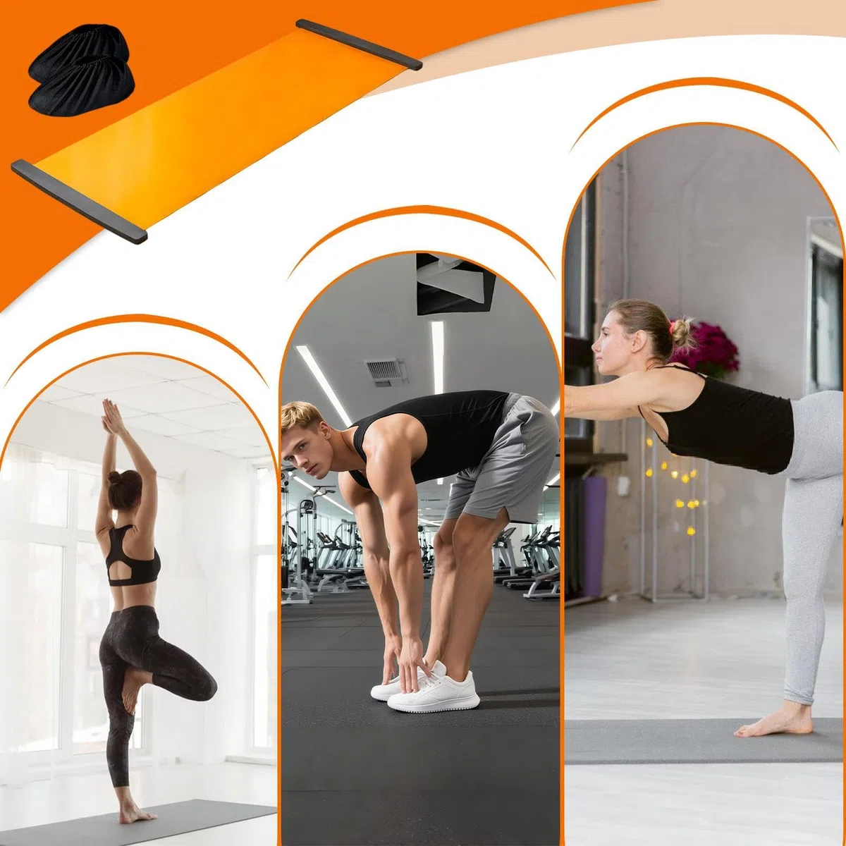 Indoor Fitness Slide Board | PP/PE/PVC, 200 x 50 cm, design silencieux | Full Body Gliding Trainer For Skating & Ski Conditioning | & Cardio Exercise Mat With Shoe Covers