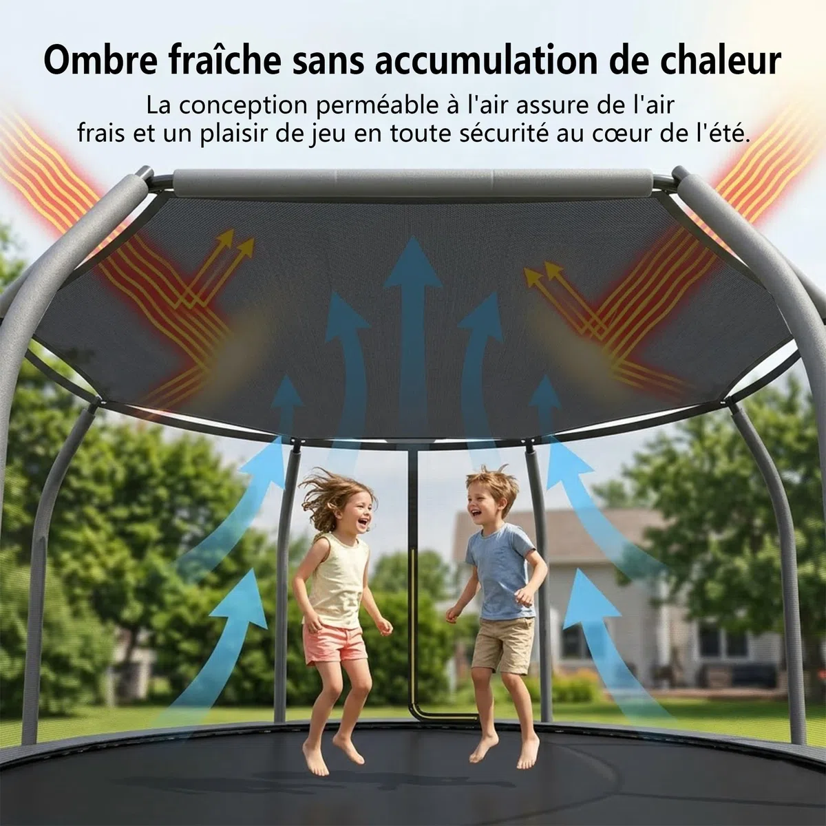 Pare-soleil pour trampoline Ø 305 cm | Bâche en polypropylène résistant aux UV et aux intempéries pour trampoline rond – Protection contre le soleil, les feuilles et la saleté, facile à monter