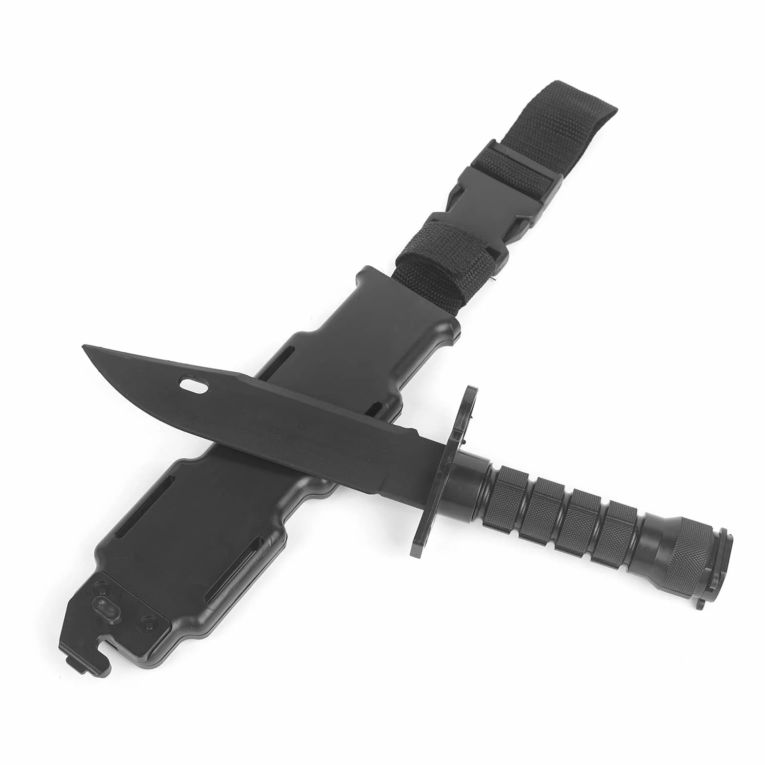 Tactique baïonnette M9 couteau en plastique, couteau de combat en caoutchouc flexible avec une lame, l'entraînement de CS Cosplay costume modèle poignard (Noir)