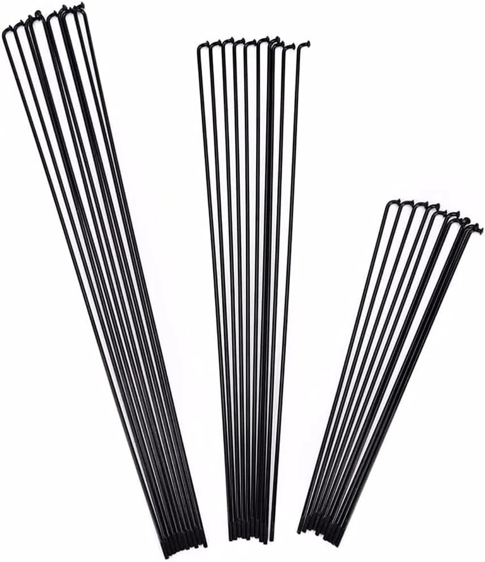 Rayons de vélo électrique 13 G de 2,3 mm de haut en acier inoxydable 304 de 128 à 292 mm, rayons de roue courbés en J noirs avec mamelon en cuivre pour VTT, vélo électrique, tricycle