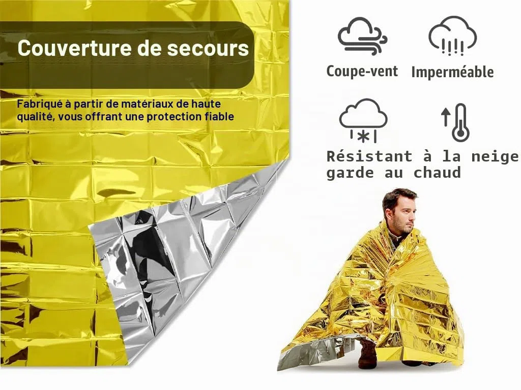 20PCS Couvertures de Survie Thermiques, pour Plein Air, Randonnée, Survie, Marathon ou Premiers Soins