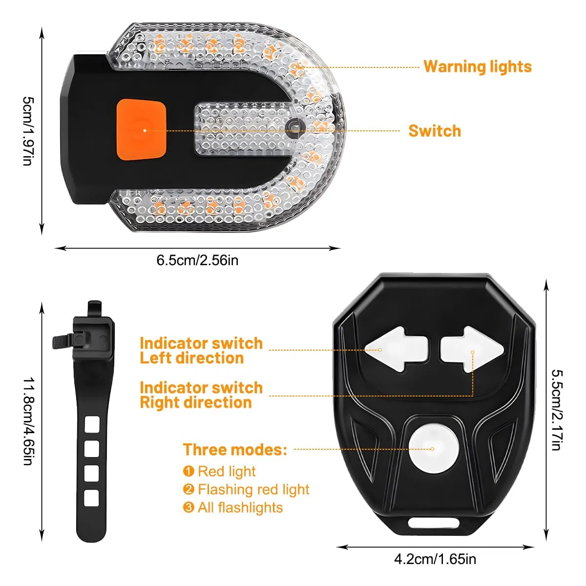 Feu Arrière Vélo LED Intelligente avec Clignotant et Télécommande – Lumière Vélo USB Rechargeable, Étanche IPX4, 5 Modes – Clignotant Vélo & Trottinette Électrique, Accessoire Sécurité