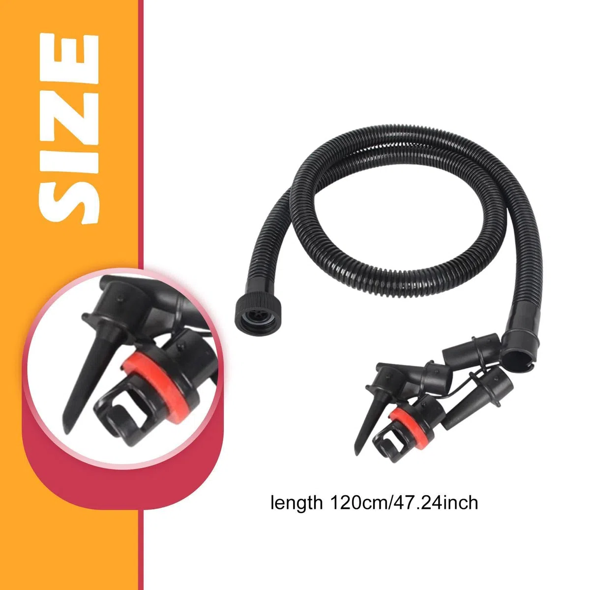 Perfeclan Tuyau de Pompe à air Gonflable, Connecteur d'Accessoires pour Dispositif de Gonflage, Tuyau en PVC de Pompe à Main de 1,2 m pour Bateau Piscine, Pneumatique, Bouées, Connexion Étanche