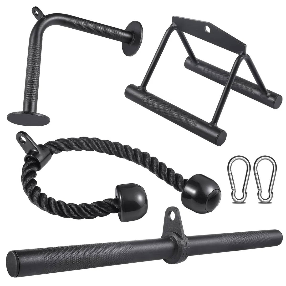 Workout Cable Machine Attachment for Home Gym, SERTT LAT Pulldown Attachments, Cable Accessories for Weight Training, Straight Bar, Tricep Rope, Double D Row Handle, V-Shaped Bar (Standard Version)