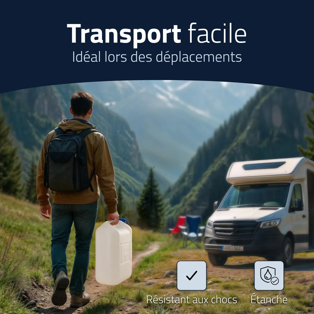 Hünersdorff GmbH 817700 Jerrican à eau ECO PE-HD avec robinet, bleu/transparent - 20l (max.22l)
