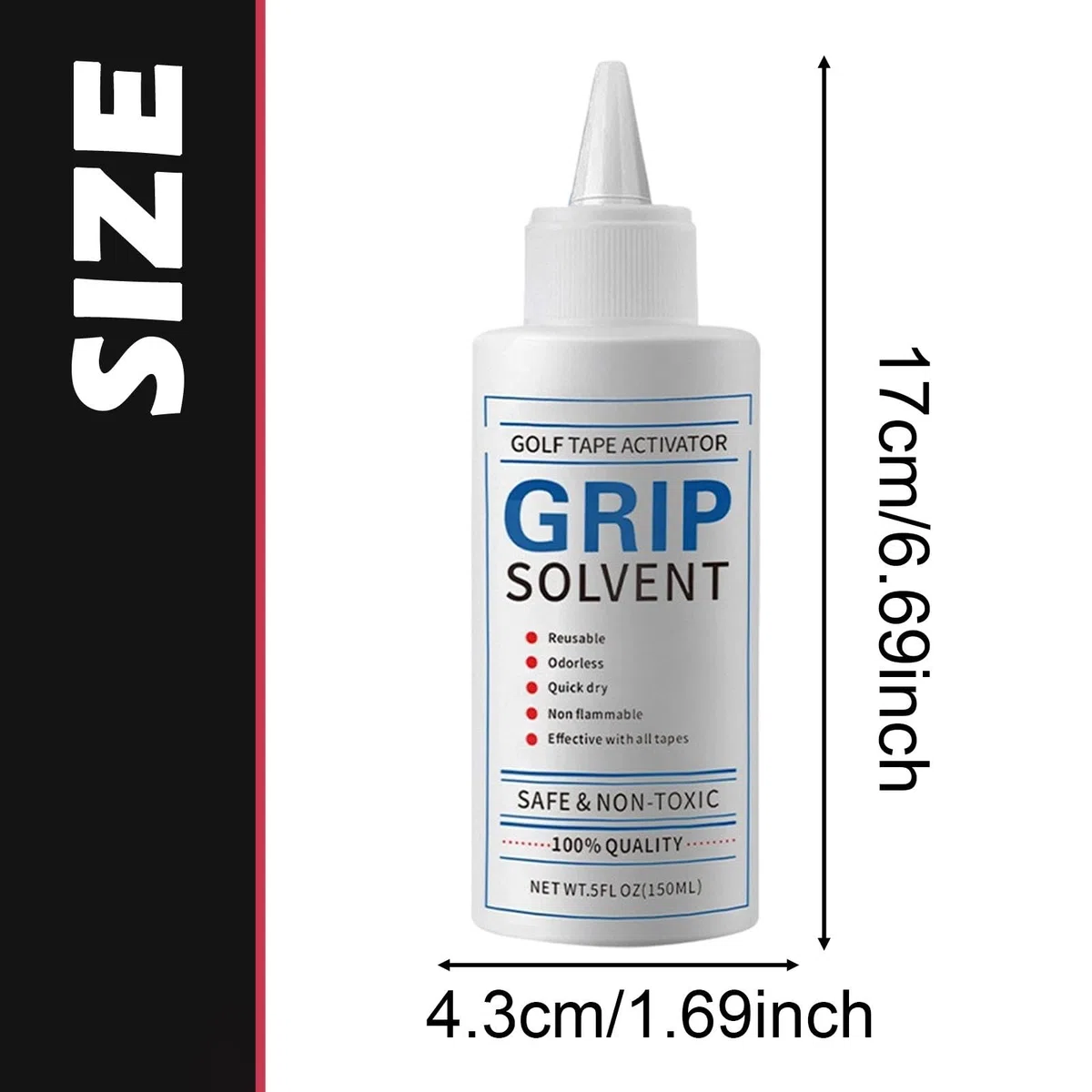 perfk Kit de Grips de Golf 150 ML : solvant pour Ruban adhésif de Grip de Golf, Outils Essentiels pour Les golfeurs, Accessoires de Remplacement et de