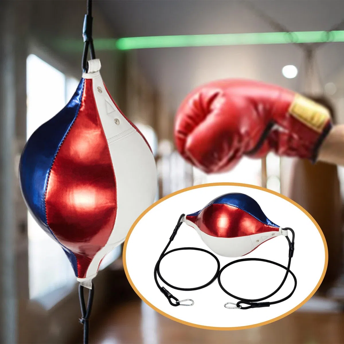 LOVIVER Sac de Frappe de Double extrémité en PU pour la Coordination Main-œil et l'entraînement à la Boxe