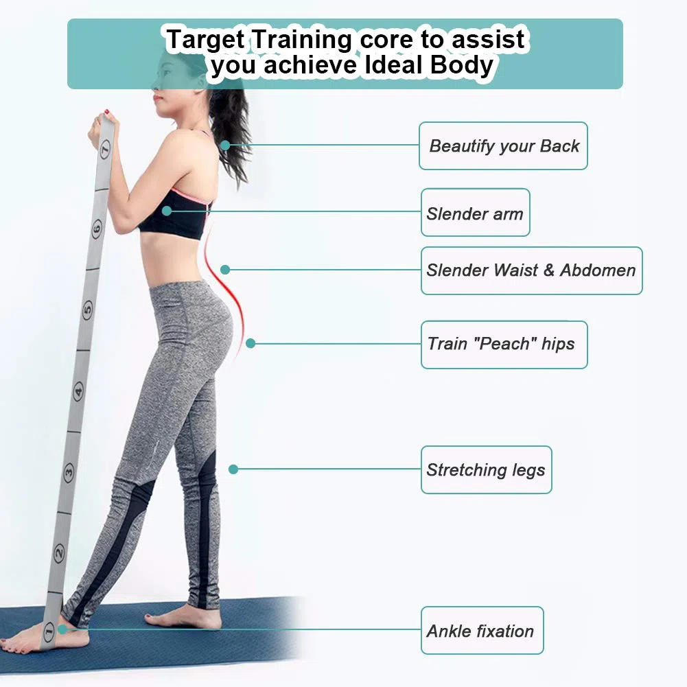 Sangle d'exercice, Bandes élastiques d'exercice d'entraînement, Adultes Bande de Résistance élastique Latine Yoga Pilates Danse Gym Fitness Sangle d'exercices.