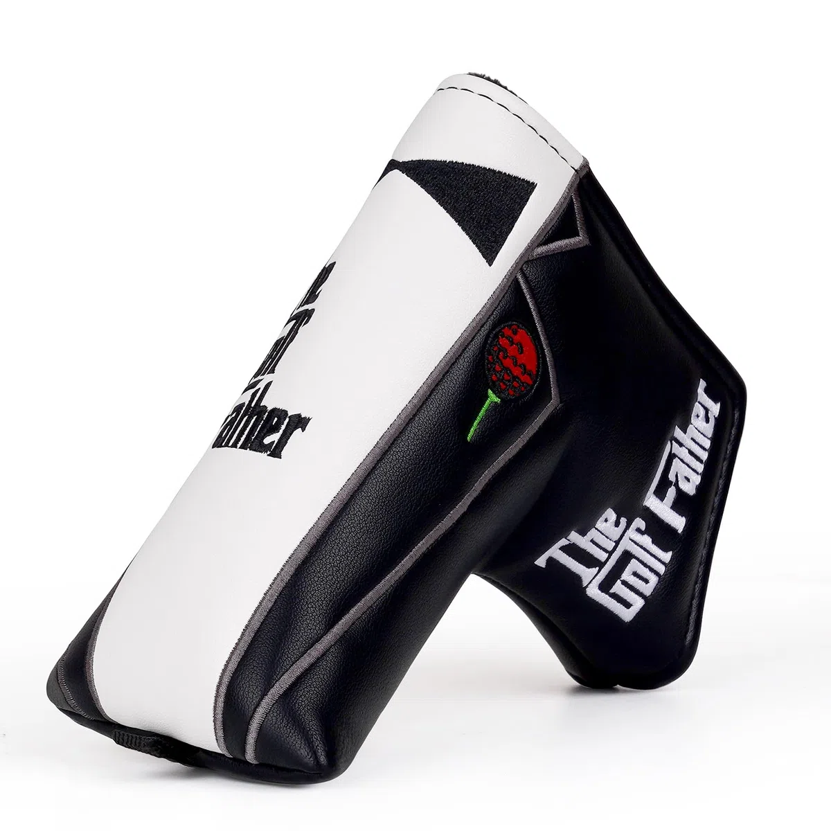 Couvre-clubs de golf en bois pour conducteur/parcours/hybride/1FH/putter/fers à repasser Fermeture élastique Noir et blanc Cuir PU Cadeau