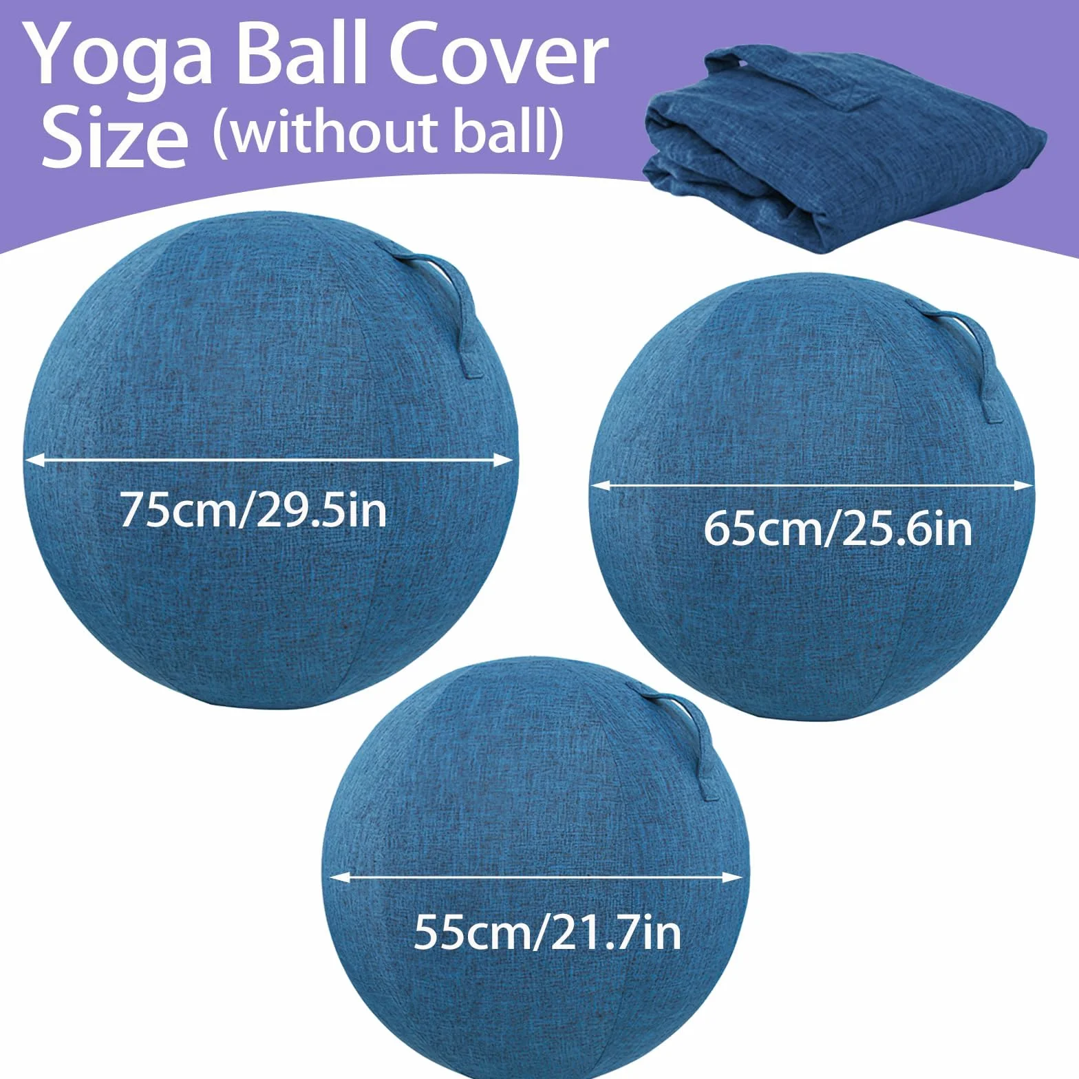 Housse de ballon de yoga de 85 cm, accessoires de balle de yoga, protection de chaise de ballon d'exercice anti-rayures avec poignée pour ballon de stabilité, ballon de fitness, ballon