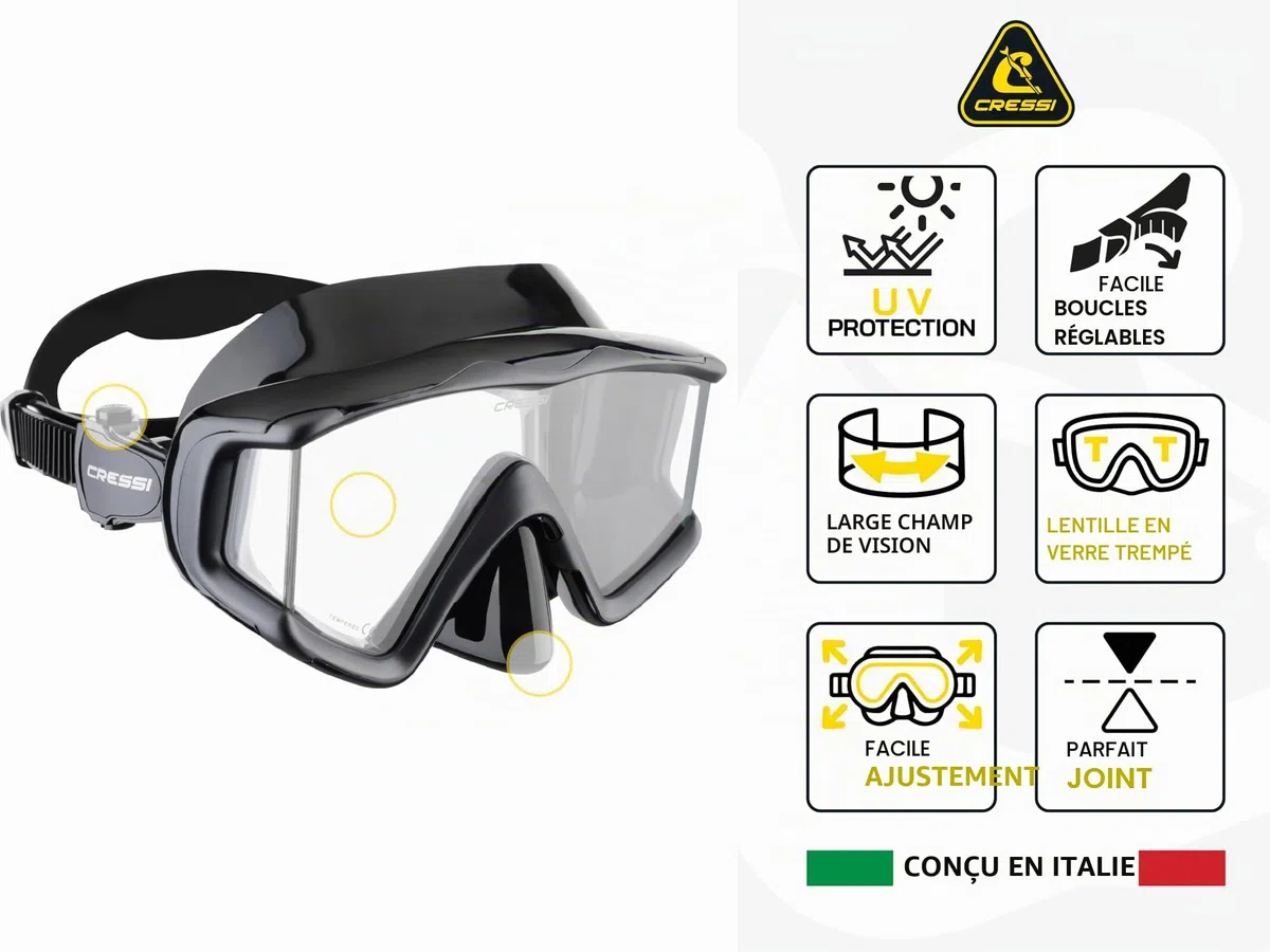 CRESSI Liberty Triside Mask-Masque 3 Verres pour Plongée