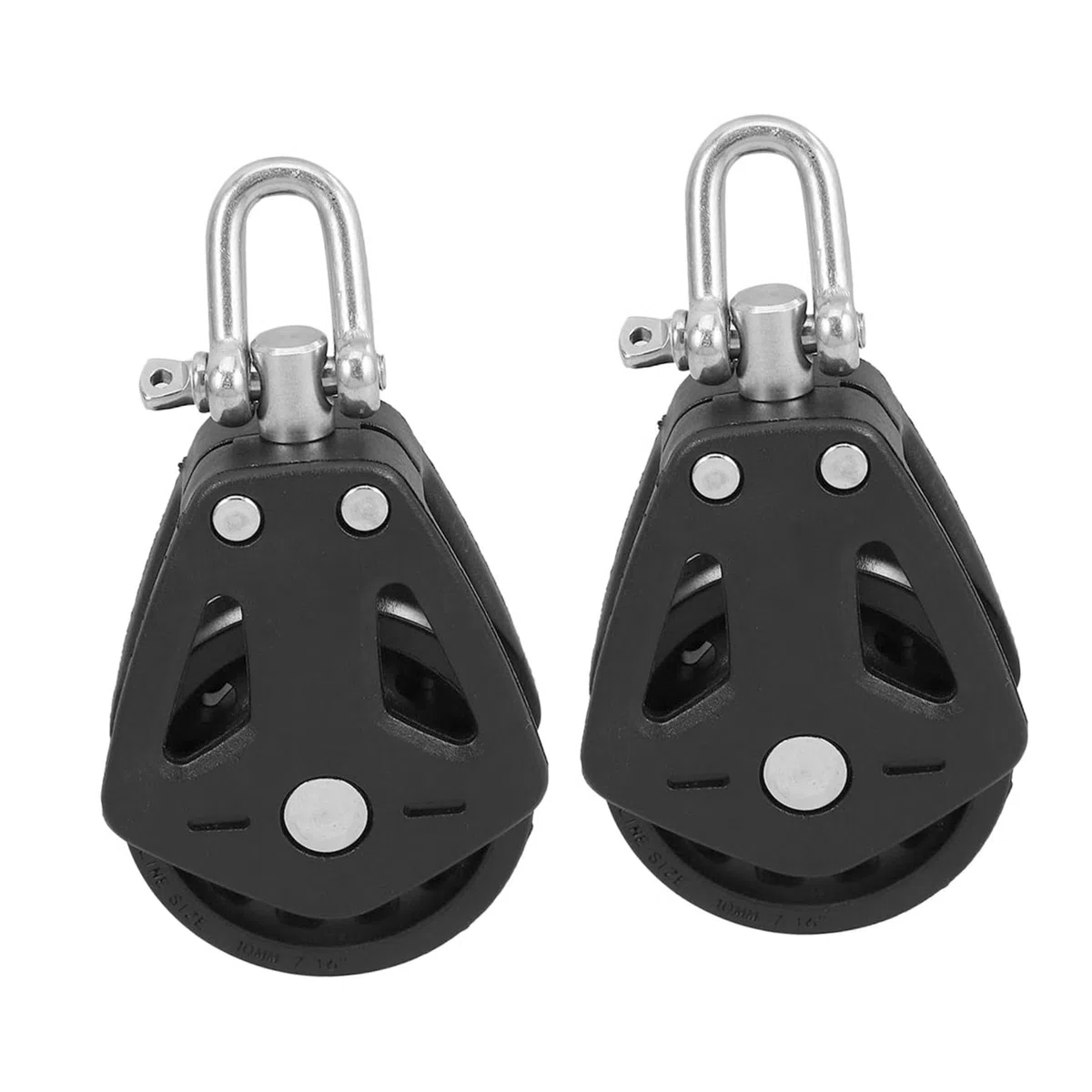 2pcs Bloc de Roulement à Double Poulie en Nylon et Acier Inoxydable, Système de Poulie Polyvalent avec Rotation pour Levage Facile sur Voilier et Accessoires Marins