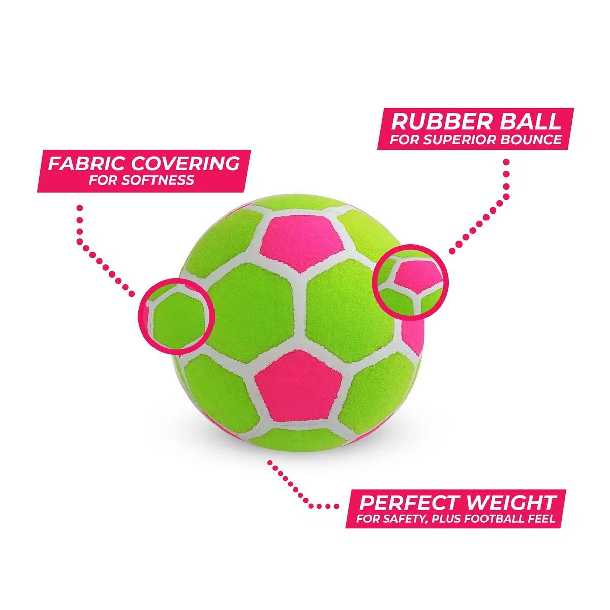 Ballon de football d'intérieur en caoutchouc souple avec housse en feutre Taille 3 17 cm