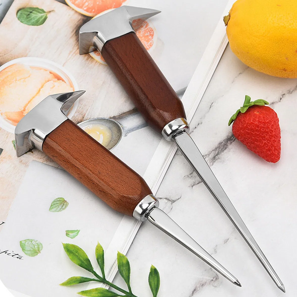 1 pic à Glace de 6,7 Pouces en Acier Inoxydable avec Manche en Bois, Marteau à Glace Portable, Outil de pic à Glace de Style Japonais pour Bars, Cuisines, Pique-niques, Camping (U126-1)