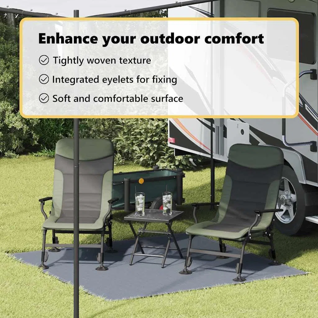 vidaXL Tapis de Tente Bleu et Gris 200 x 200 cm Polyéthylène, Tapis de Camping, Moderne, léger, Pliable, résistant aux UV, Facile à Nettoyer, pour l'été en Plein air
