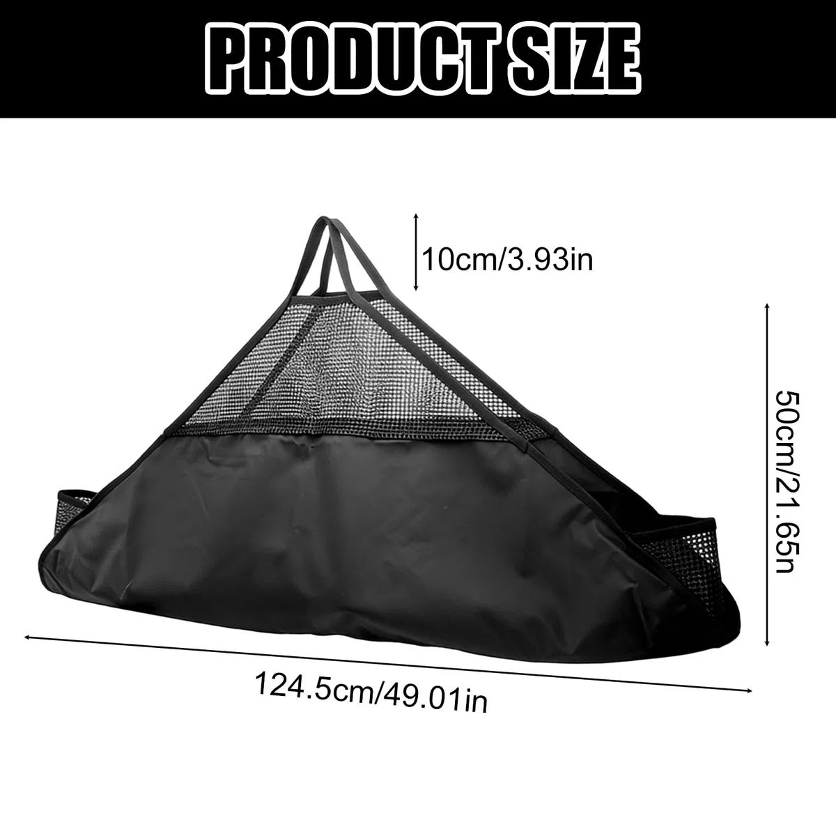 PORFOYO Tapis de réception avec mesure intégrée, 125x50cm Tapis de réception pour la pêche, Tapis de réception premium, Tapis de mesure avec poignées, Tapis pour carpe pour poisson prédateur, Ligne de
