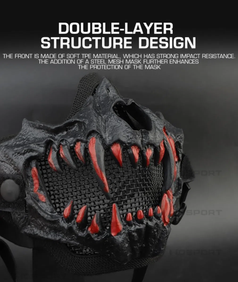 Peminkoo Masque Airsoft Cosplay Demi-Masque Polyvalent Sangle réglable Couvre-Chef Respirant Accessoires de Cosplay
