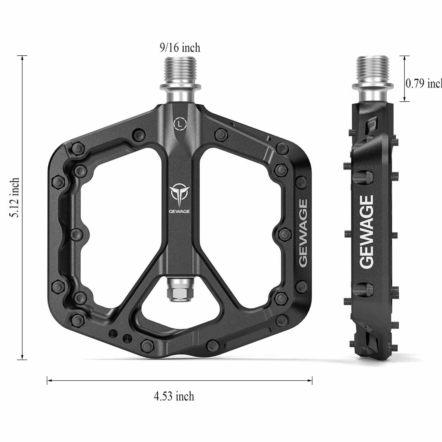 GEWAGE Pédales de vélo de Montagne, pédales antidérapantes en Fibre de Nylon VTT, pédales de vélo 9/16 ", pédales Plates légères et Larges