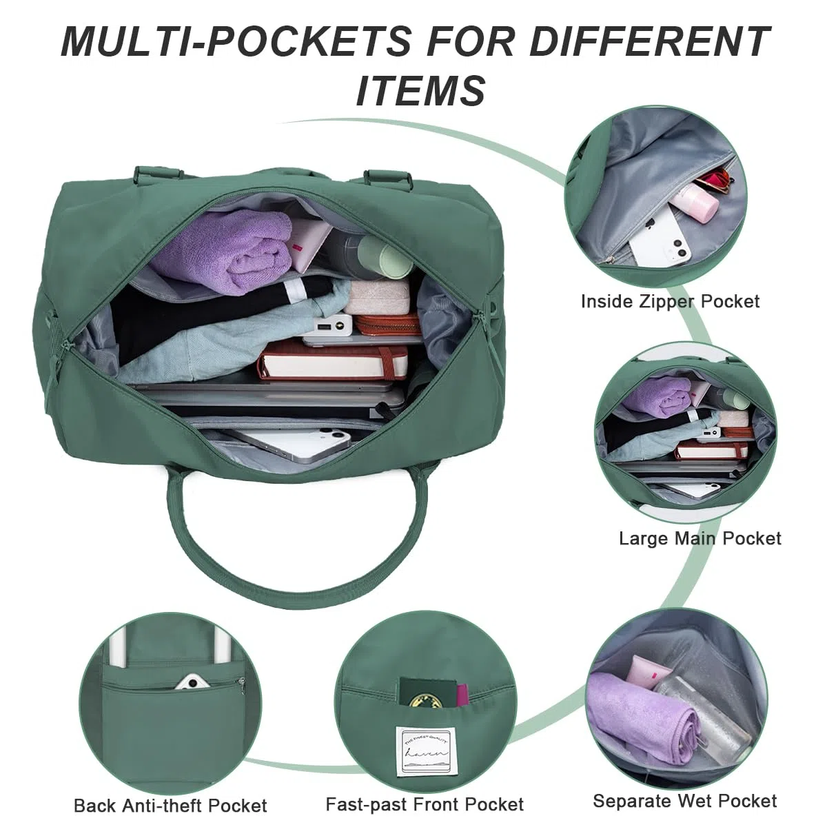 VMIKIV Sac de Sport Femme Bagage Cabine pour Easyjet Homme Sac de Voyage Léger avec Sac Humide Séparé Bagage à Main Grande Taille Sac Week-End Résistant à l'eau