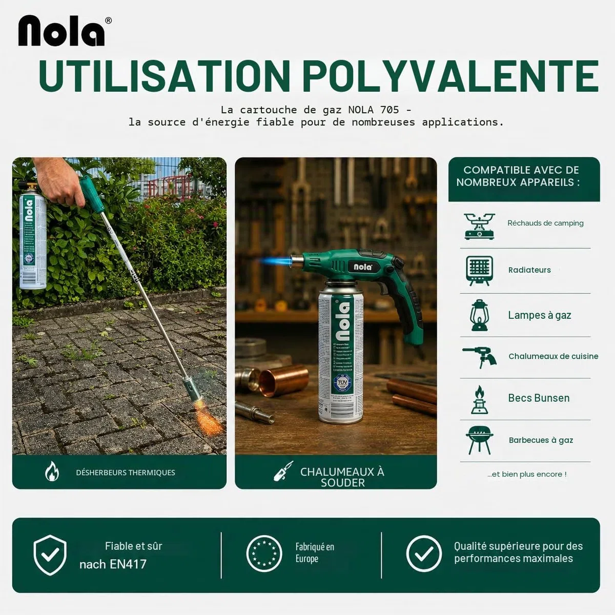 NOLA Lot de 3 boîtes de gaz comprimé universelles 600 ml butane propane Filetage rotatif 338 g 7/16" Cartouches de gaz universel Boîte à gaz Bouchon rotatif pour désherbeur de mauvaises herbes Lampe à
