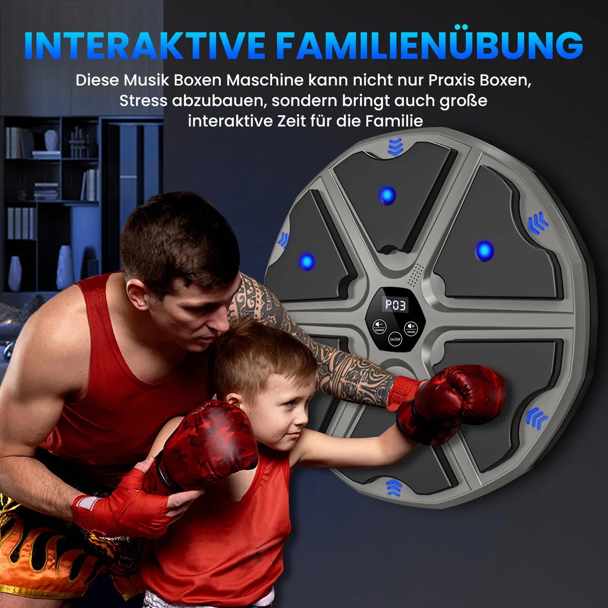 Music Boxing Machine à musique électronique LED avec gants de boxe, 9 modes de vitesse et mode de comptage Prise en charge Bluetooth, cadeau pour adultes et enfants Exercise