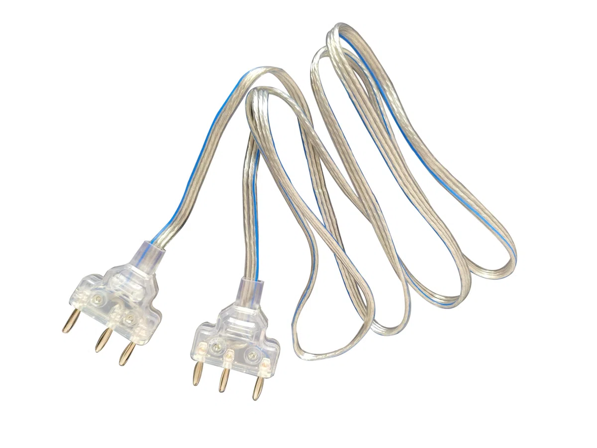 LEONARK Cordon corporel d'épée, de Sabre, de fleuret de l'escrime Cordon de Masque, Pince à Fil d'escrime - Prise à Deux Broches/Prise à Trois Broches, Fil Transparent (Set de 2)"