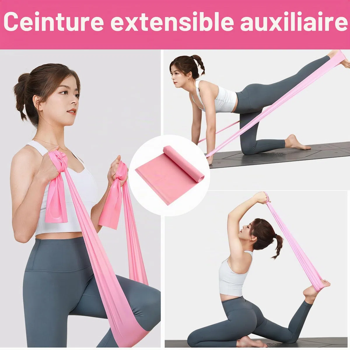 Kit Pilates Maison 8 Pcs Pilates Kit Pilates Accessoires Cercle Pilates, Yoga Ball, Resistance Bands, Pilate Ring, Yoga Band, Ceinture Auxiliaire pour La Force, La Flexibilité, La Stabilité