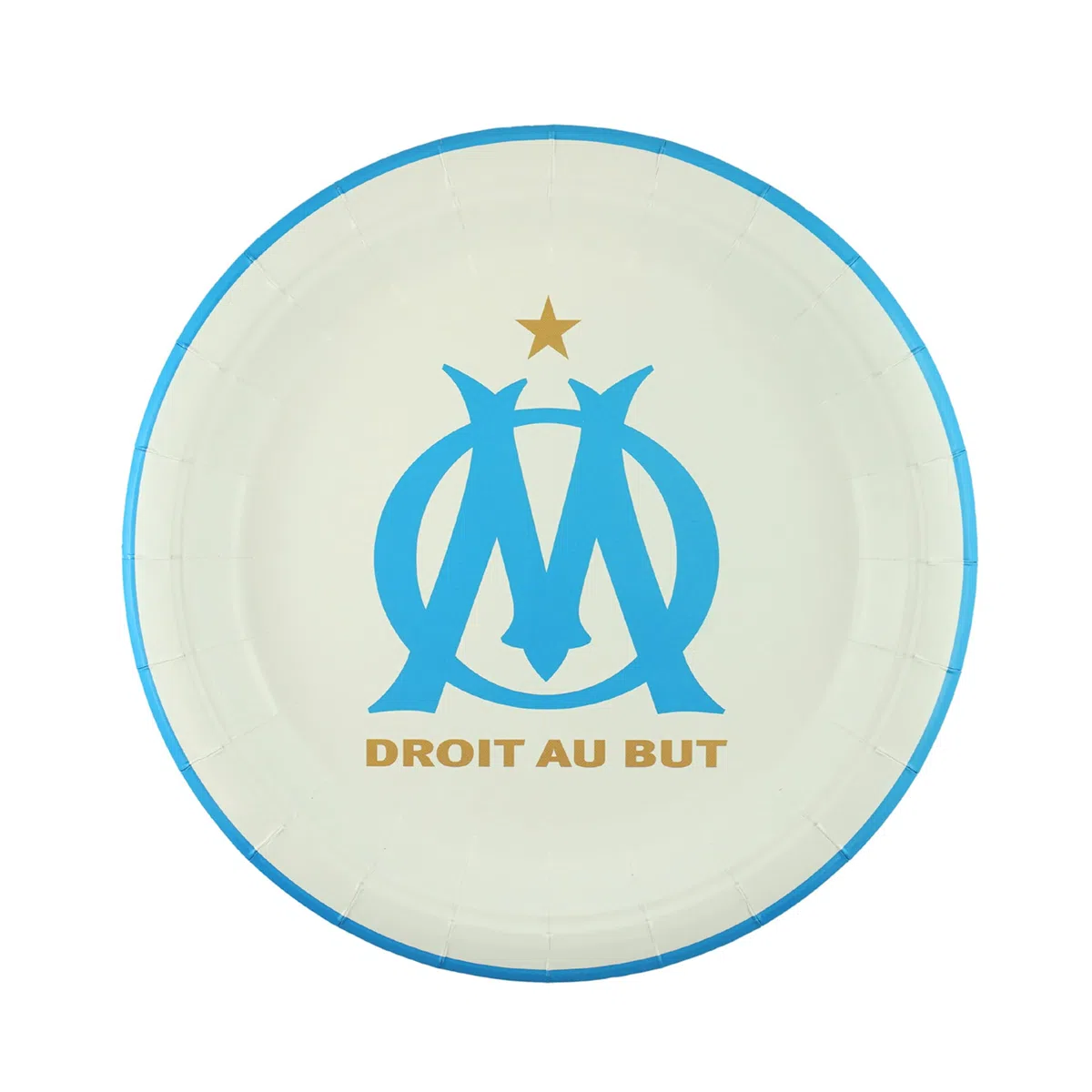 OLYMPIQUE DE MARSEILLE Pack 57 pièces Om : 1 Nappe 12 x Gobelet 12 x Assiette 20 x Serviette 12 x Sac à Bonbons - Collection Officielle