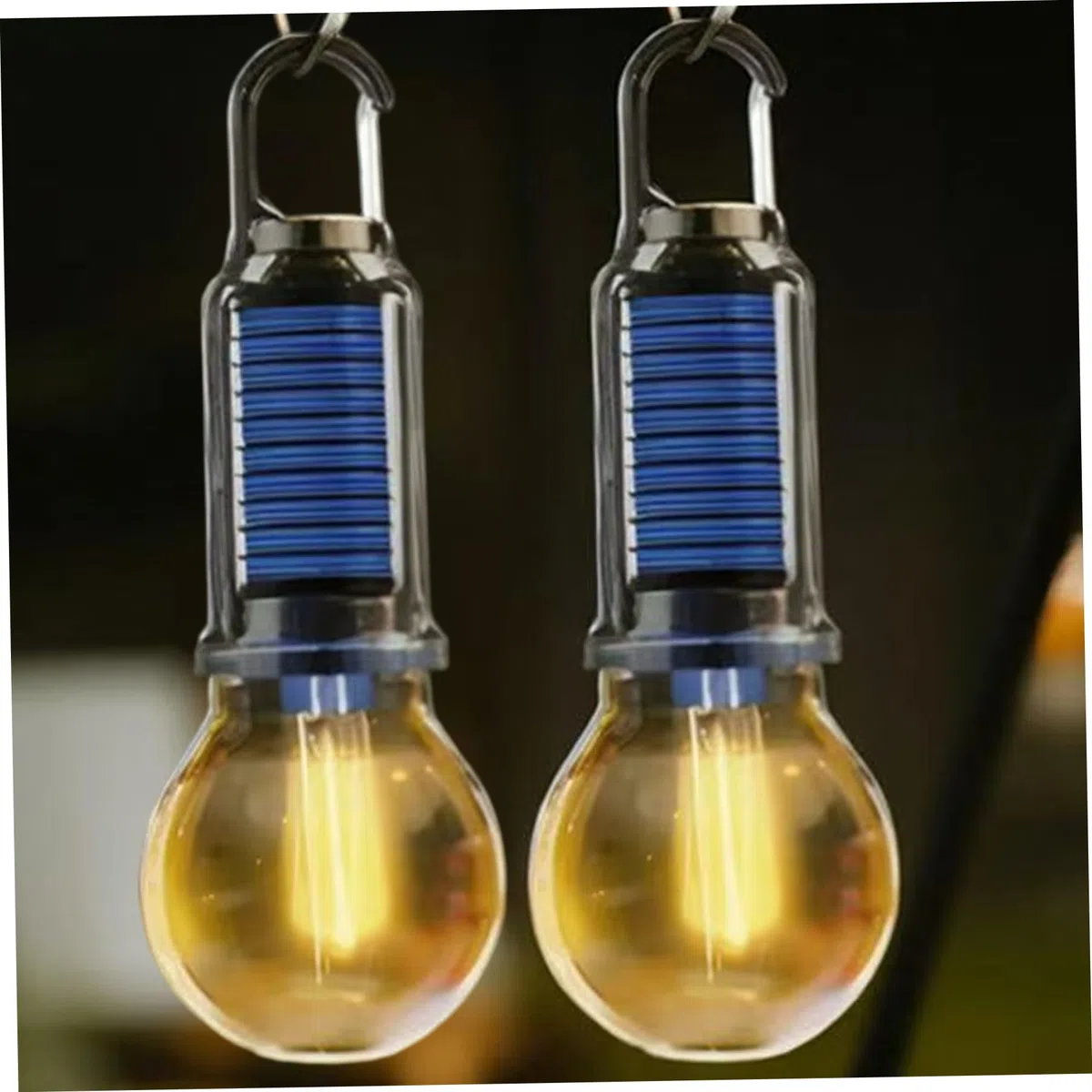 Lot de 2 lampes solaires de camping portables, étanches, multifonctions, rétro, avec crochet, pour camping en plein air, ampoule solaire, lampes solaires pour, poche