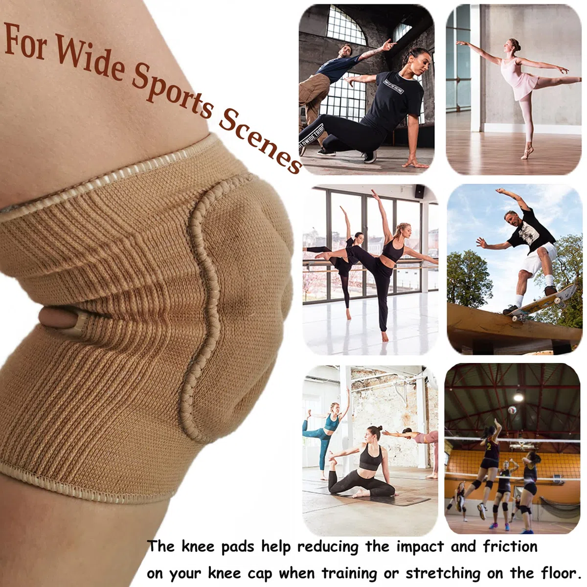 DANCEYOU Genouillères Danse en Pad Moelleux Adapté Aux Enfant Ado Adulte Genouillères D'exercice Yoga Latin Pole Tennis VolleyBall Course Marron S