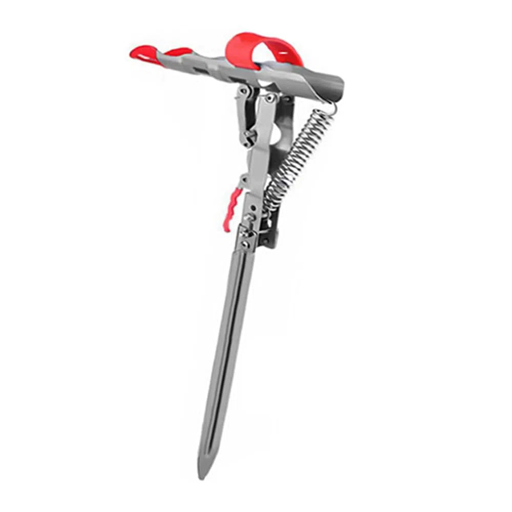 Support de canne à pêche – Support de canne à ressort automatique, support de support au sol, réglable, outil de pêche en acier inoxydable, 1 x ressort unique
