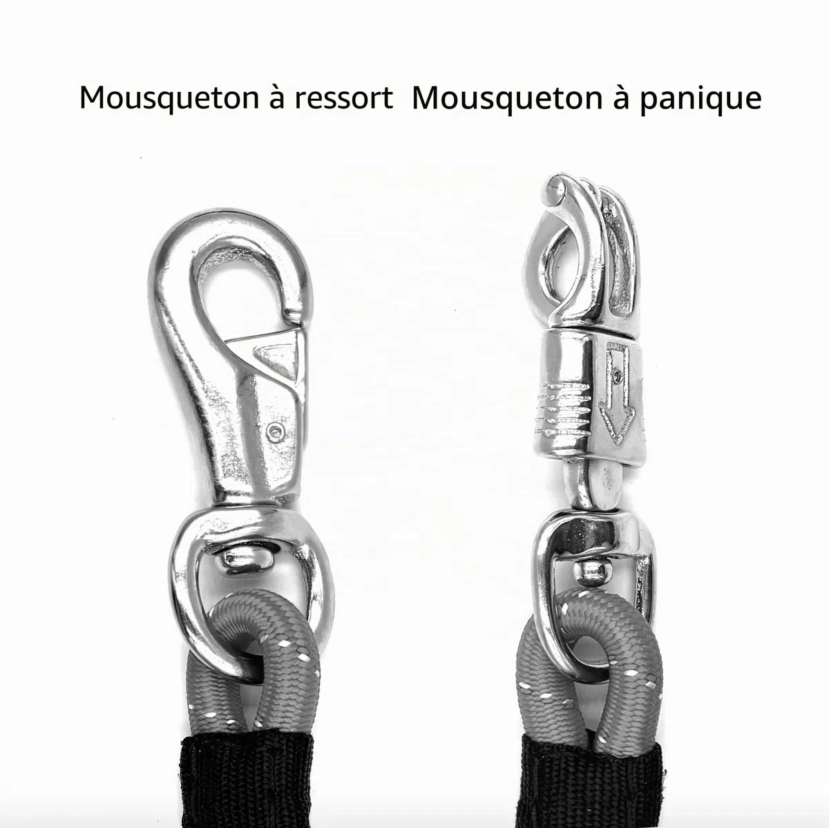 Transport - Attache élastique - En caoutchouc - Chaîne de fixation avec crochet de panique et fermoir taureau - Pour l'équitation, la remorque de chevaux, la boîte et l'écurie (1, noir, 60