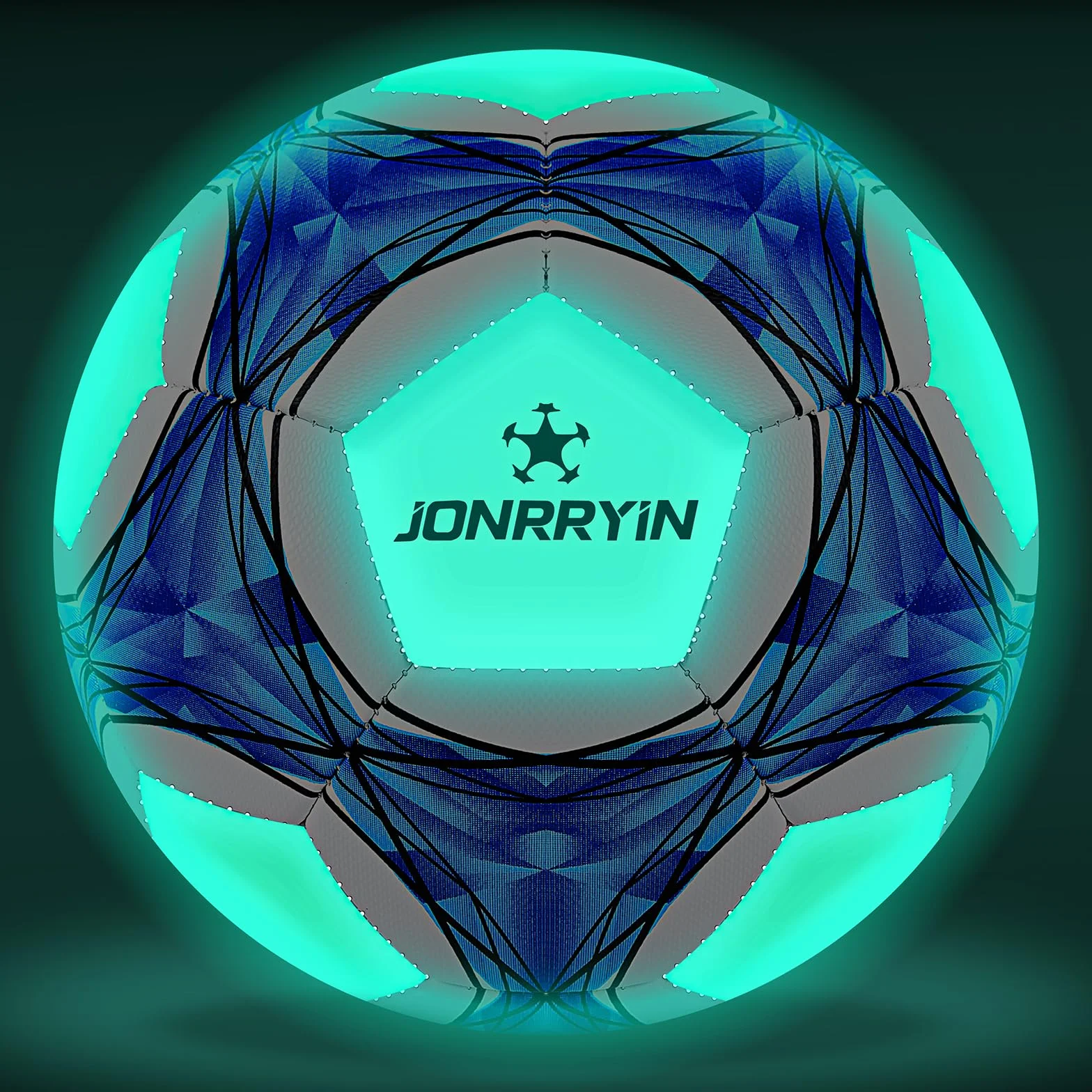 JONRRYIN Ballon de Football en Fluorescence, Ballon de Football Lumineux, Officielle Taille 5, Ballon De Foot pour Enfants et Jeunes et Adulte Ballon de Match de Football avec Pompe
