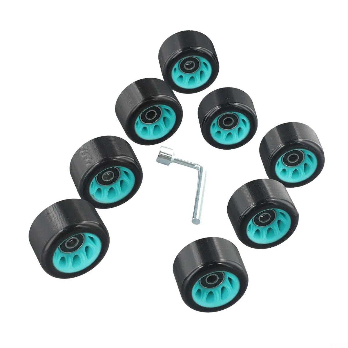 Lot de 8 roues de patins à roulettes 58 x 32 mm et 58 x 39 mm avec roulements en acier à haute teneur en carbone pour rollers à double rangée et quad, matériau PU