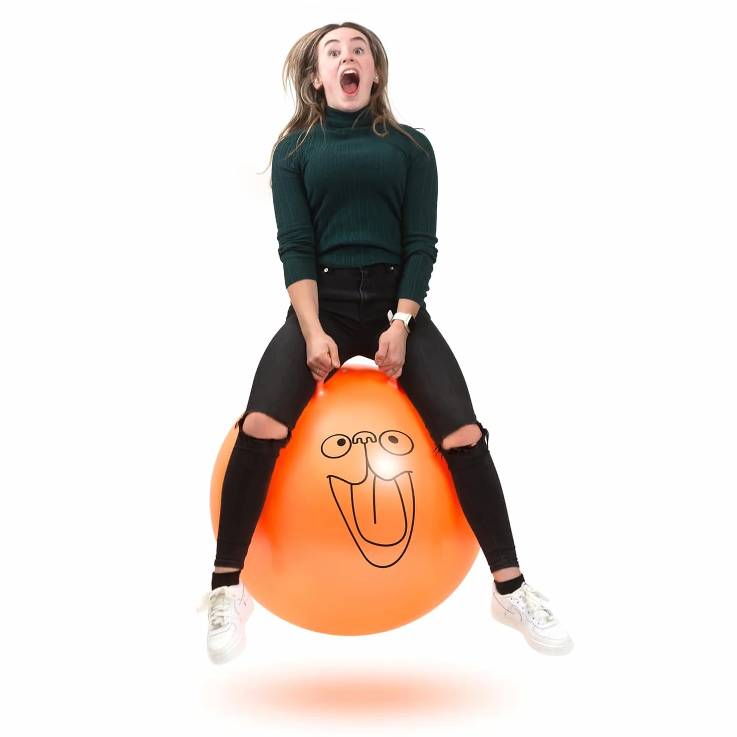 CKB LTD Ballon de Saut Space Hooper Toboggan Spatial Géant pour Adultes – Gonflable Inclut Pompe à Pédale Jusqu'à 100 kg, Extra Grand 75 cm, Orange