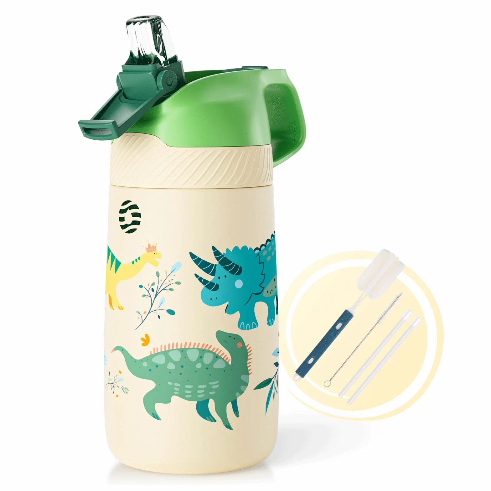 FJbottle Gourde Isotherme Enfant avec paille - 350ML/400ML Bouteille Isotherme Enfant - Sans BPA Tritan, Anti-fuite reutilisable pour l'école, Les Sports et la Maternelle
