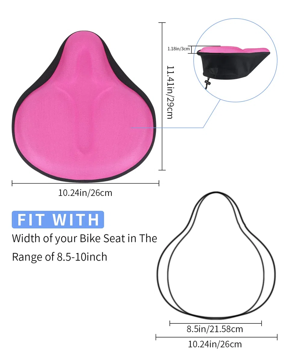 MSDADA Housse de Selle pour Homme et Femme - 29 x 27 cm - Doux et Confortable - Respirante - Large Housse de Selle de vélo pour VTT, vélo de Course, vélo d'appartement (Rose)