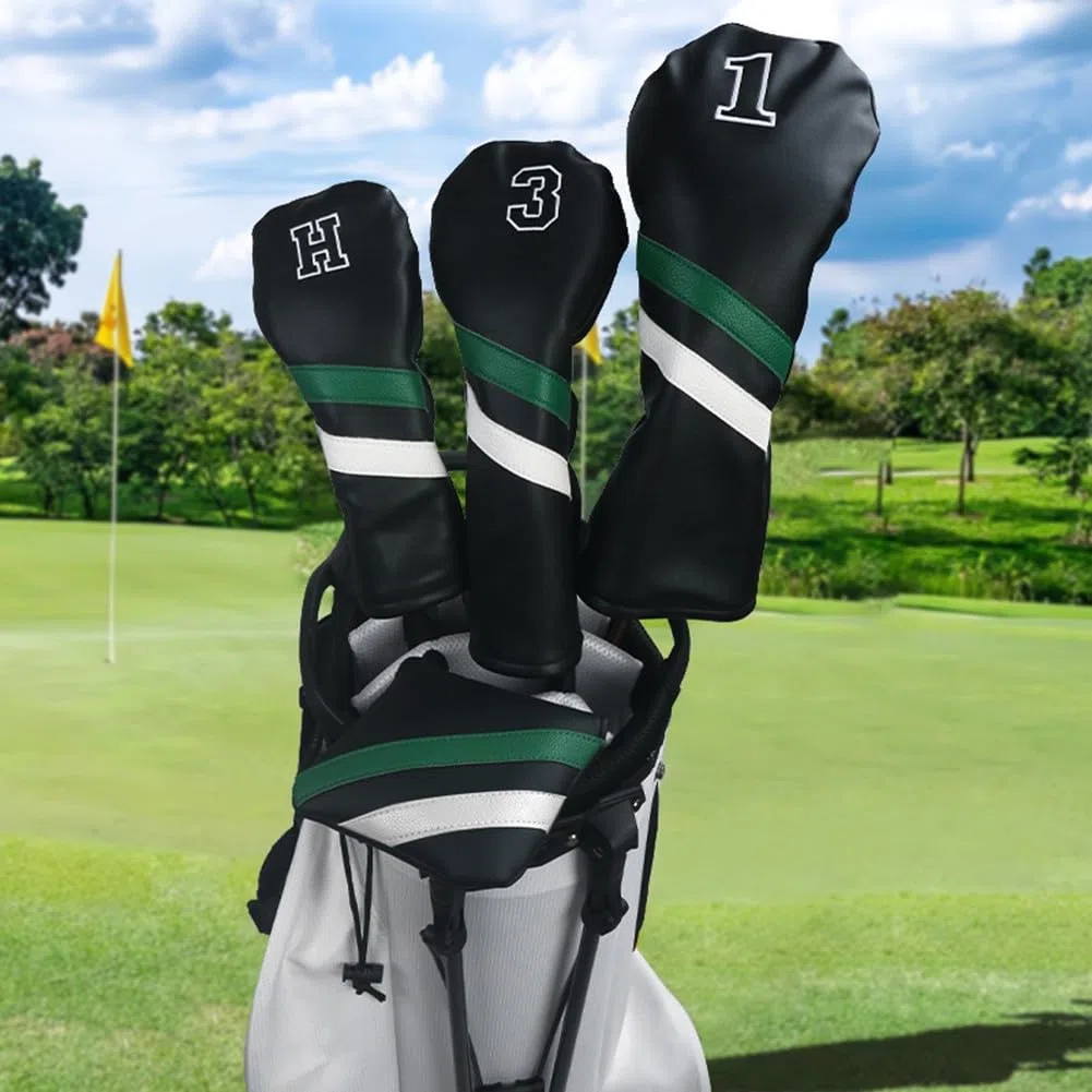 Couvre-tête de club de golf avec étiquettes No.1/3/5/H en cuir synthétique pour putter de golf en bois
