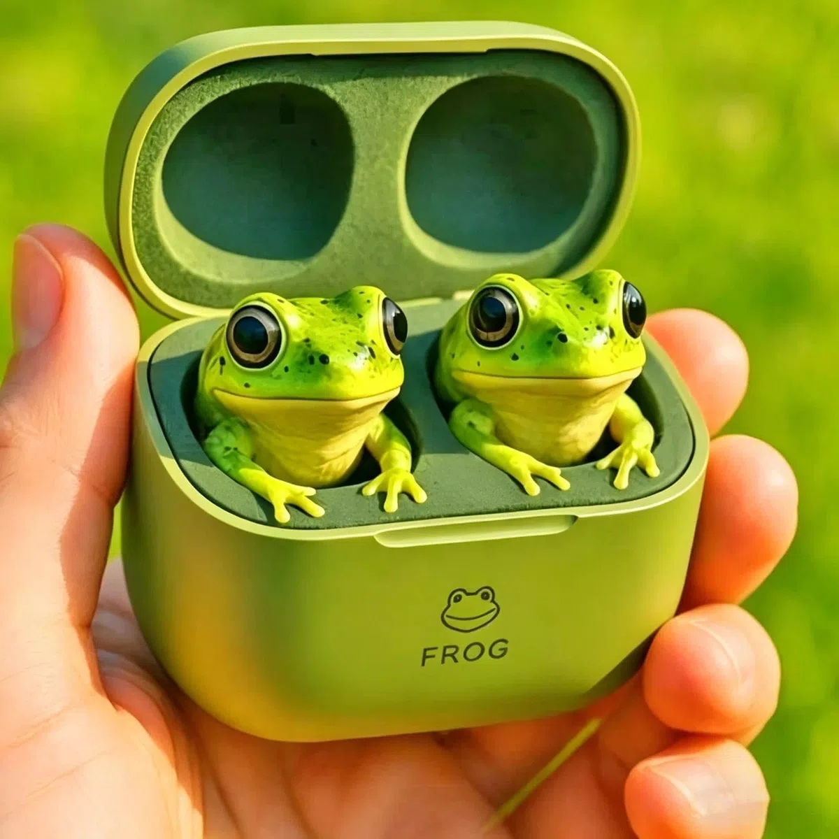 Écouteurs Intra-Auriculaires en Forme De Grenouill,Frog Earbuds Wireless Bluetooth,with Charging Case,Bass Wireless Headphones,Noise Reduction,Waterproof Headphones,Travel and Daily Use(1)