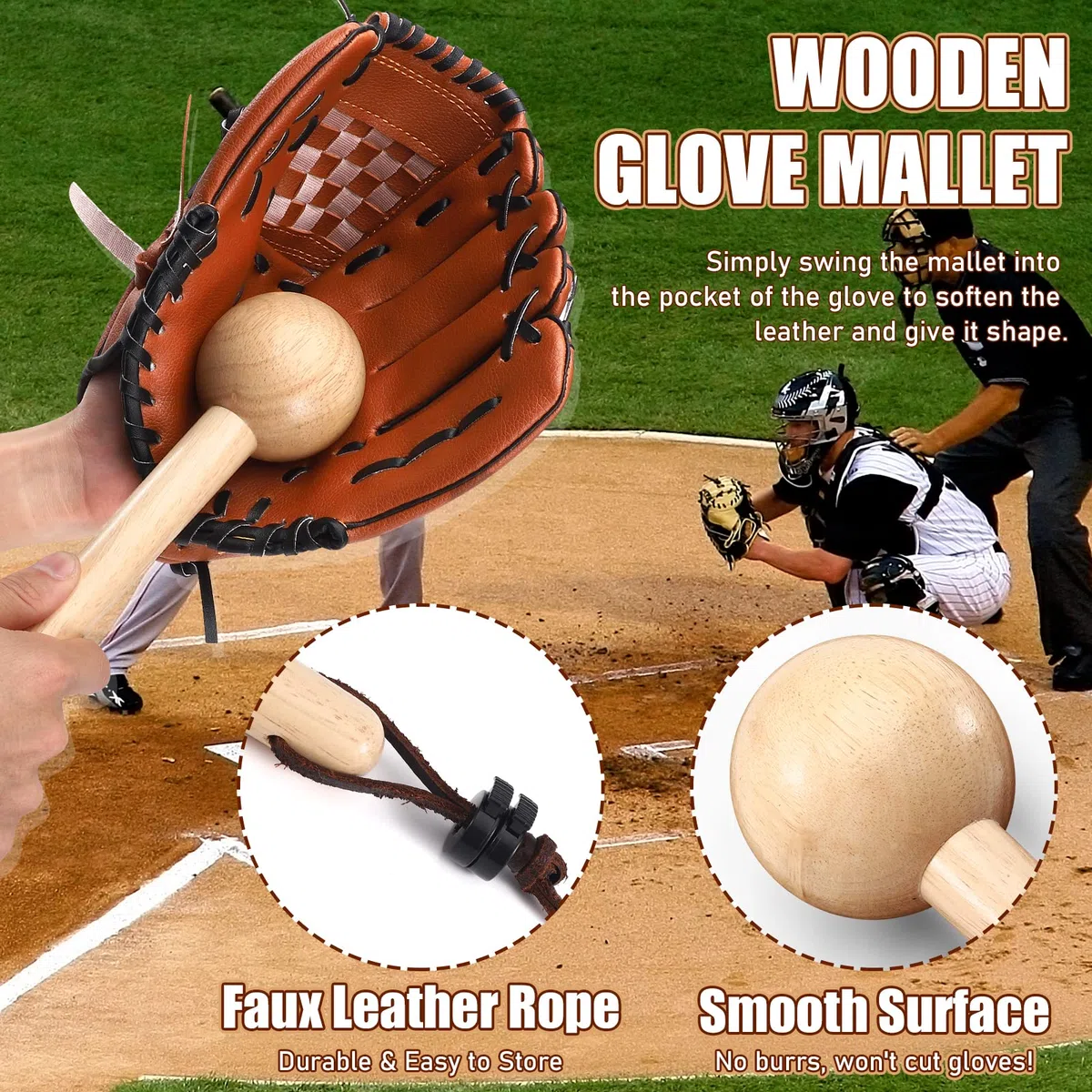 TOBWOLF Lot de 10 gants de baseball à casser, gants de baseball, maillet, moufles de baseball, marteau de baseball en bois, raquette de baseball/softball Fungo avec filet de rechange, cadre en fer
