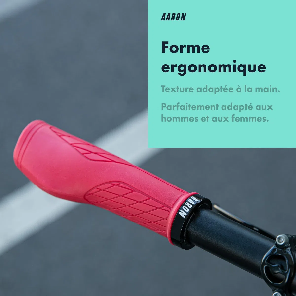 AARON Fit Poignées de vélo avec Surface d'appui amortissante – Poignées de Guidon ergonomiques en Caoutchouc antidérapant – Poignées Douces pour vélo électrique, vélo de Trekking, VTT, vélo de
