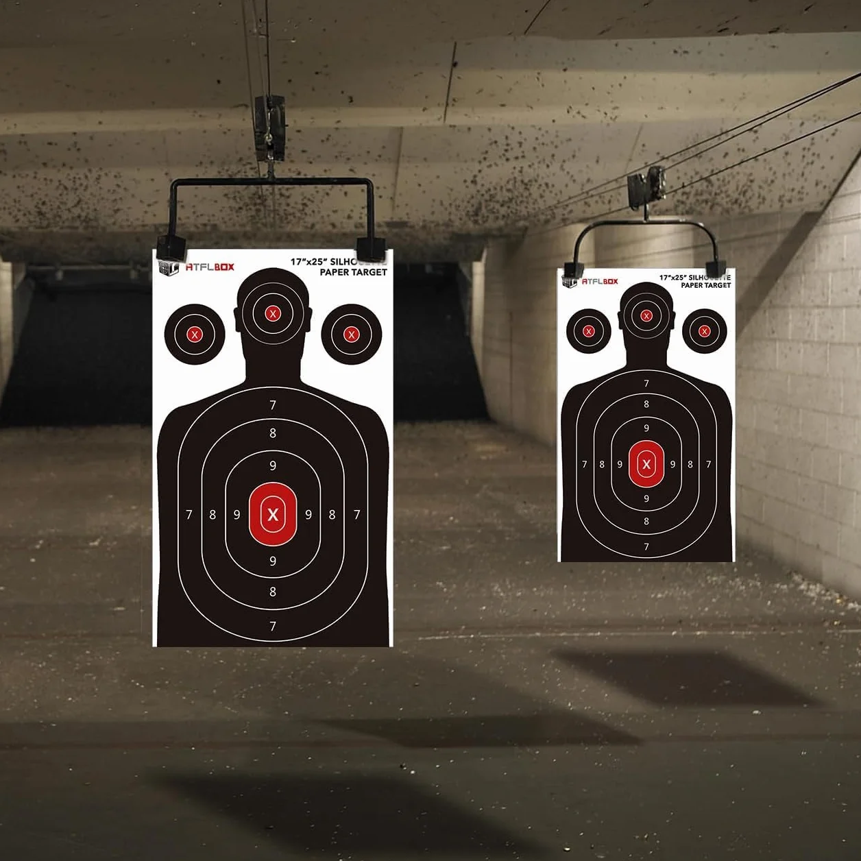 ATFLBOX 50 pièces Cible en papier à silhouette humaine pour le champ de tir, 43 x 63.5 CM Cible papier pour armes de poing, pistolets, fusils, pistolets à air comprimé, pistolets à plomb, pistolets BB