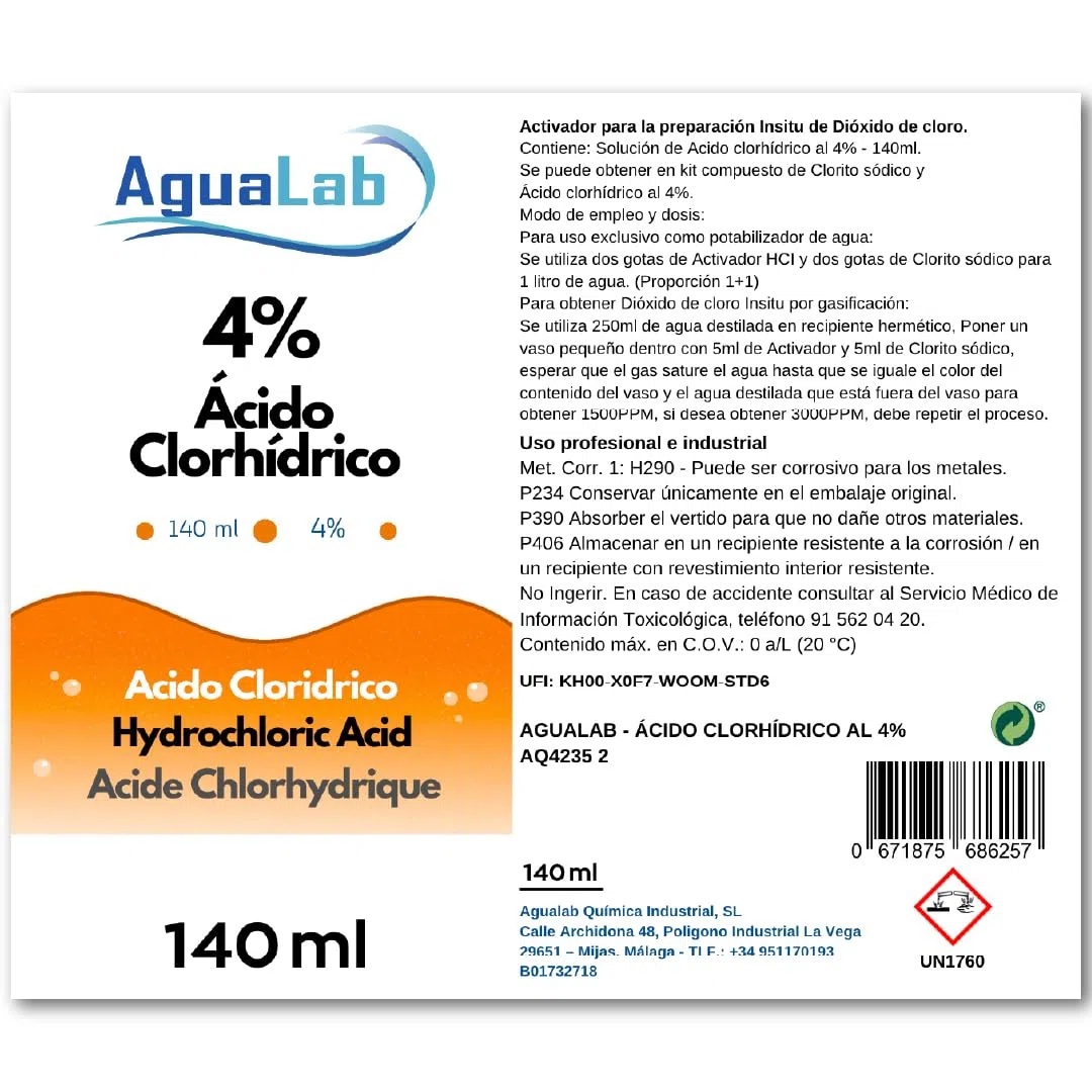 Kit minéral pour traitement de l'eau (2 x 140 ml) - Solution activatrice et minérale - Sceau de sécurité - Fabriqué en Espagne