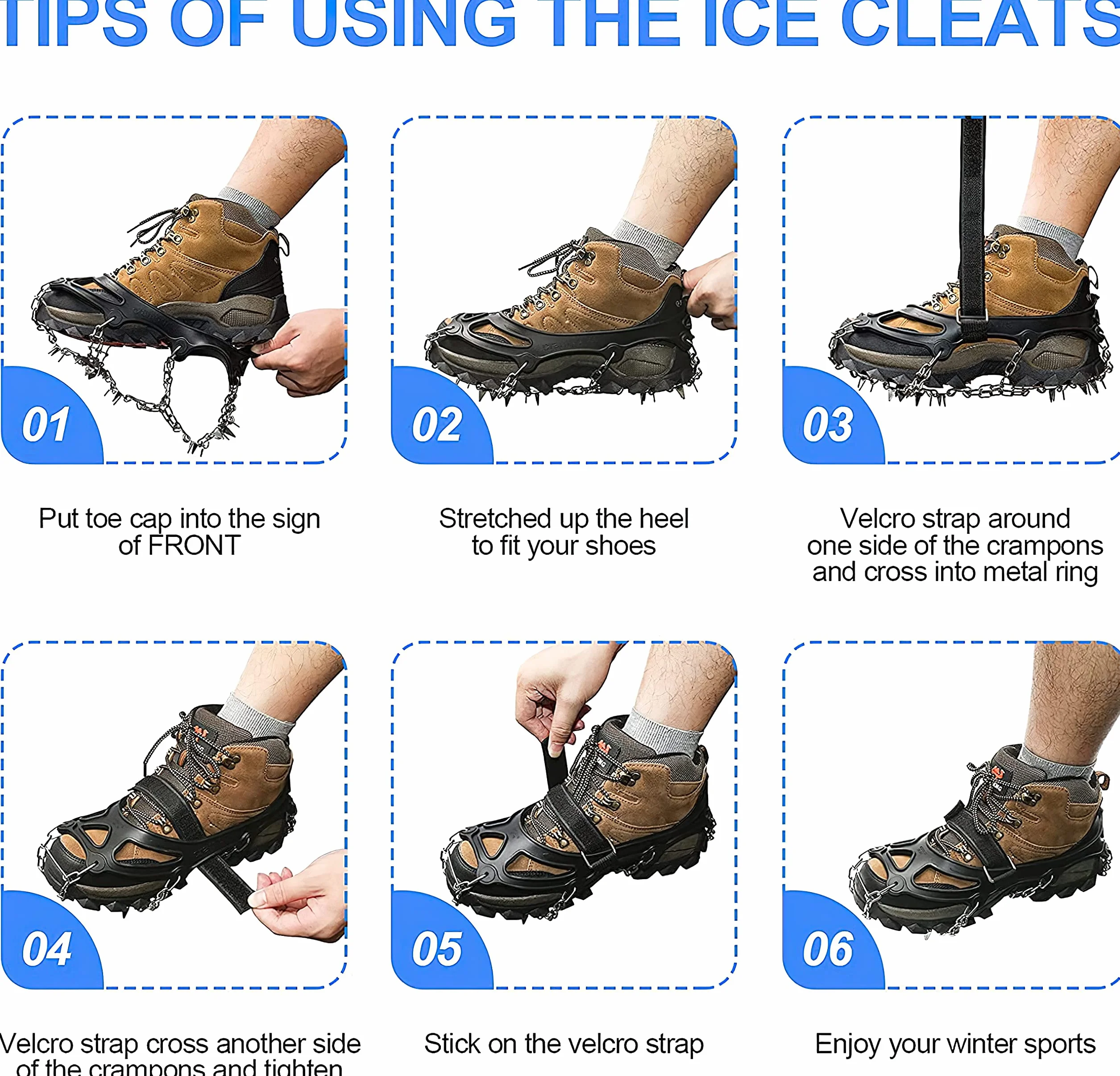 Crampon Antidérapent 24 Dents Crampons Crampons pour Chaussures de Randonnée Chaînes Neige Crampons Vissés pour Alpinisme Marche Randonnée Jogging Escalade sur Neige Glace