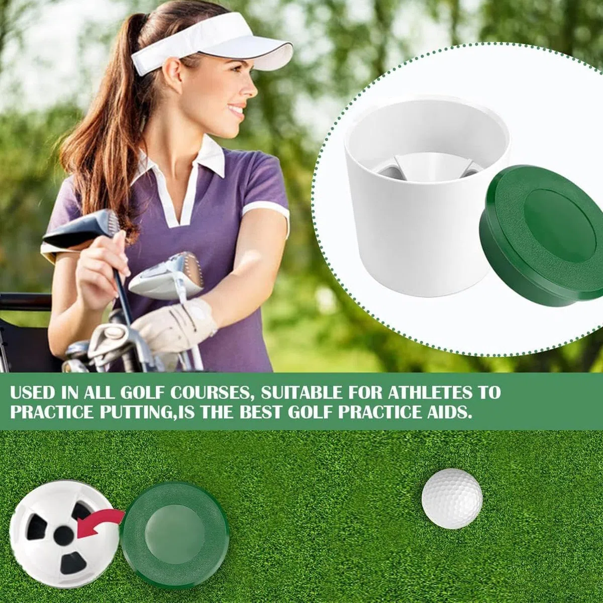 Mettre des tasses vertes,Accessoires de terrain de golf comme support d'entraînement,Putting Hole Cup Intérieur - Pour Hommes Garçons Filles Jeunes Adolescents Athlètes Golfeurs Femme Homme Fille