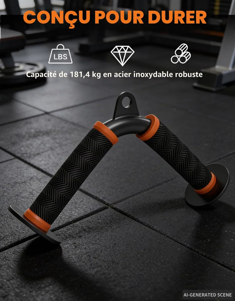 Set d'attaches pour machine à câble Fitarc pour gym à domicile, attaches pour traction LAT et triceps avec poignée en D, barre en V, corde pour triceps, barre droite, poignées étriers, sangles pour