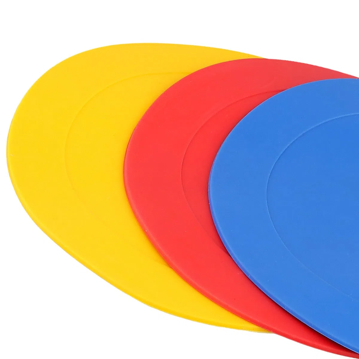 Plot Sport 30 Disques de Marquage 15 cm Antidérapants avec Support - Disques Plats pour Football Basketball Handball - Rouge Jaune Bleu