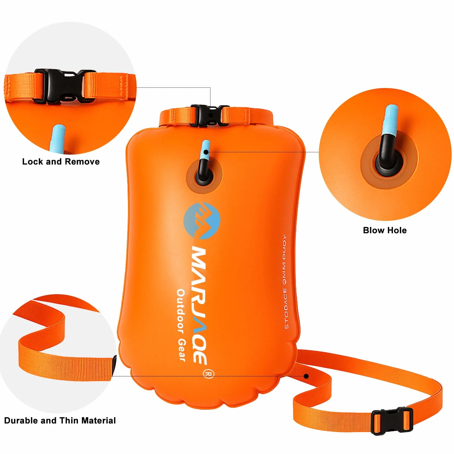 2 en 1 Bouée de Natation et Sac à Dos étanche, 20L Bouee Nage Eau Libre, Gonfleur Bouée avec Pochette Étanche Téléphone, Pince-Nez et Bouchons d'Oreilles, pour Kayak, Triathlon, Surf et Plongée Libre