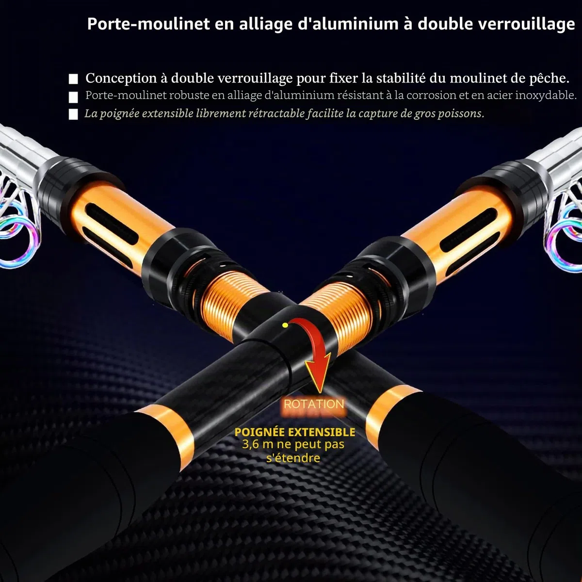 Canne À Pêche Portable 99% Fiber De Carbone, Télescopique Super Dur Ultra-Léger Pôle De Pêche pour Voyage Surf Eau Douce Eau Douce Bass Bateau De Pêche